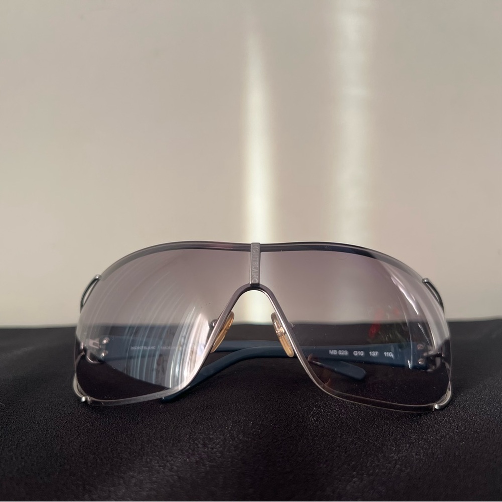 Montblanc Mont Blanc Transparent Mask Sunglasses MB 82S Gray Italy Made Unisex - Picture 11 of 12